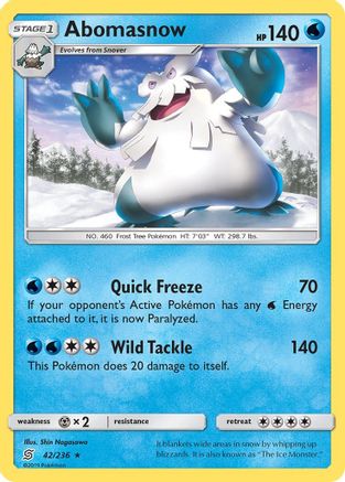 Abomasnow (42/236) Reverse Holofoil [Unified Minds] - Rare