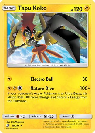 Tapu Koko (69/236) Reverse Holofoil [Unified Minds] - Holo Rare