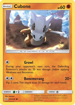 Cubone (105/236) Reverse Holofoil [Unified Minds] - Common
