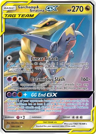 Garchomp & Giratina GX (146/236) Holofoil [Unified Minds] - Ultra Rare