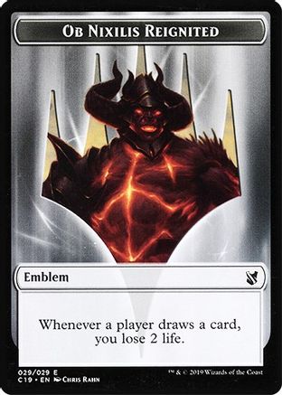 Emblem - Ob Nixilis Reignited // Zombie (010) Double-Sided Token (C19-29 // 10) - Commander 2019