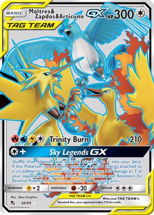 Moltres & Zapdos & Articuno GX (Full Art) (066/68) Holofoil [Hidden Fates] - Ultra Rare