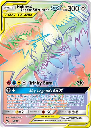 Moltres & Zapdos & Articuno GX (Secret) (069/68) Holofoil [Hidden Fates] - Secret Rare