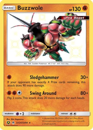 Buzzwole (SV24/94) Holofoil [Hidden Fates Shiny Vault] - Shiny Holo Rare