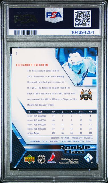 2005-06 UD Rookie Class #2 Alexander Ovechkin PSA 9 (Rookie) | Eastridge Sports Cards