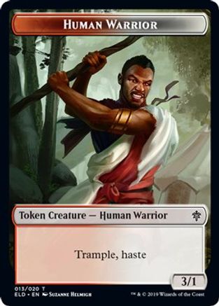 Human Warrior // Food (016) Double-Sided Token (ELD-13 // 16) - Throne of Eldraine Foil