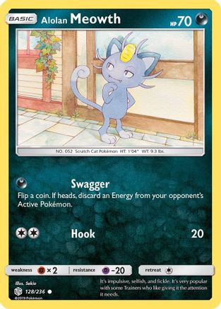 Alolan Meowth (128/236) Reverse Holofoil [Cosmic Eclipse] - Common