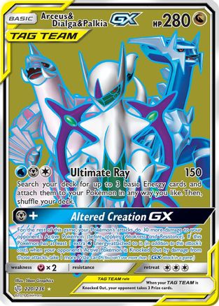 Arceus & Dialga & Palkia GX (Full Art) (220/236) Holofoil [Cosmic Eclipse] - Ultra Rare