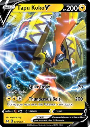Tapu Koko V (072/202) Holofoil [Sword & Shield Base Set] - Ultra Rare