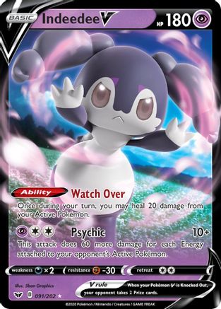 Indeedee V (091/202) Holofoil [Sword & Shield Base Set] - Ultra Rare
