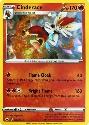 Cinderace (Cracked Ice Holo) (36/202) Holofoil [Deck Exclusives] - Holo Rare