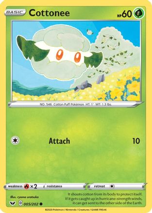 Cottonee (005/202) Reverse Holofoil [Sword & Shield Base Set] - Common