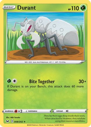 Durant (008/202) Reverse Holofoil [Sword & Shield Base Set] - Rare