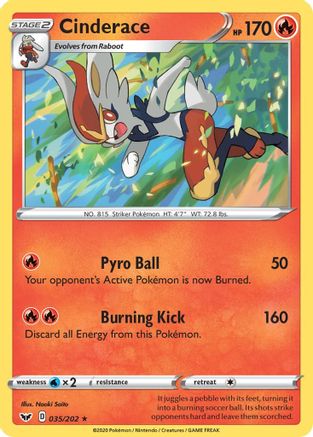 Cinderace (035/202) Holofoil [Sword & Shield Base Set] - Holo Rare