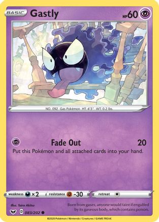Gastly (083/202) Reverse Holofoil [Sword & Shield Base Set] - Common