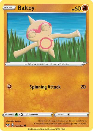 Baltoy (102/202) Reverse Holofoil [Sword & Shield Base Set] - Common