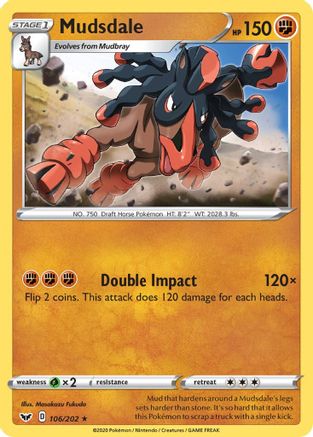 Mudsdale (106/202) Reverse Holofoil [Sword & Shield Base Set] - Rare