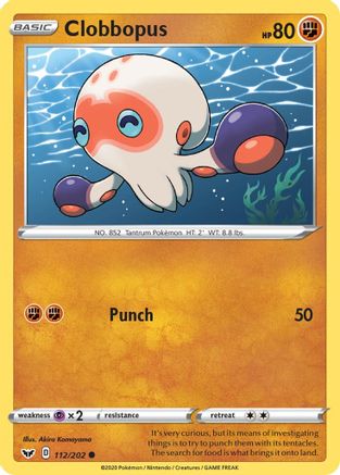 Clobbopus (112/202) Reverse Holofoil [Sword & Shield Base Set] - Common