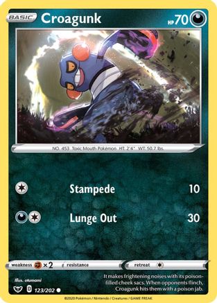 Croagunk (123/202) Reverse Holofoil [Sword & Shield Base Set] - Common