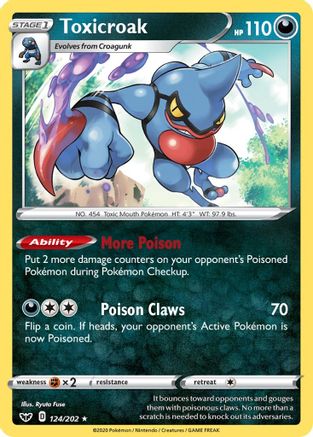 Toxicroak (124/202) Reverse Holofoil [Sword & Shield Base Set] - Holo Rare