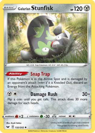 Galarian Stunfisk (132/202) Reverse Holofoil [Sword & Shield Base Set] - Uncommon