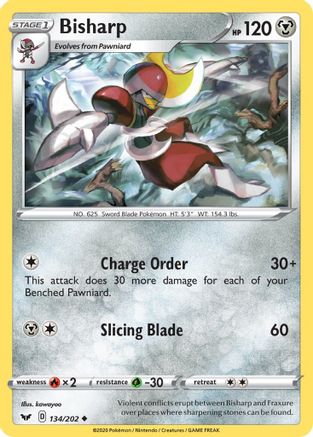 Bisharp (134/202) Reverse Holofoil [Sword & Shield Base Set] - Uncommon