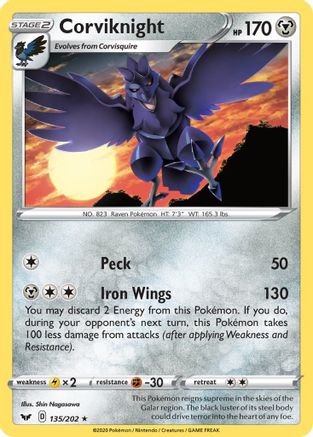 Corviknight (135/202) [Sword & Shield Base Set] - Rare