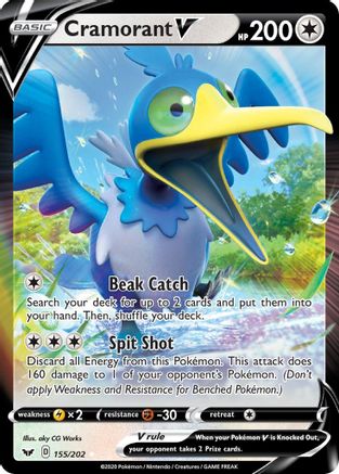 Cramorant V (155/202) Holofoil [Sword & Shield Base Set] - Ultra Rare