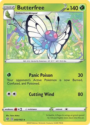 Butterfree (003/192) Reverse Holofoil [Rebel Clash] - Rare