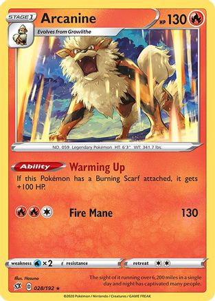 Arcanine (028/192) Reverse Holofoil [Rebel Clash] - Rare