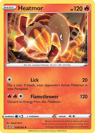 Heatmor (34/192) Reverse Holofoil [Rebel Clash] - Uncommon