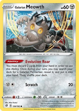 Galarian Meowth (126/192) Reverse Holofoil [Rebel Clash] - Common