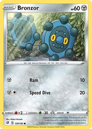 Bronzor (129/192) Reverse Holofoil [Rebel Clash] - Common