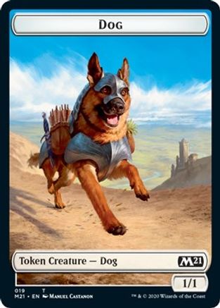 Dog // Saproling Double-sided Token (M21-019) - Core Set 2021 Foil