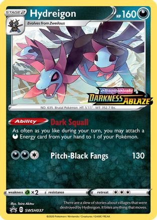 Hydreigon - SWSH037 (Prerelease) (SWSH037/307) Holofoil [SWSH Sword & Shield Promo Cards] - Promo