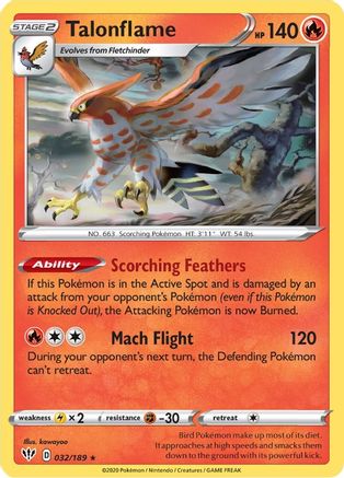 Talonflame (032/189) Reverse Holofoil [Darkness Ablaze] - Rare