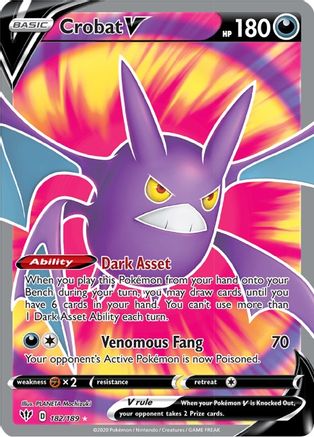 Crobat V (Full Art) (182/189) Holofoil [Darkness Ablaze] - Ultra Rare
