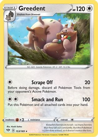 Greedent (153/189) Reverse Holofoil [Darkness Ablaze] - Rare