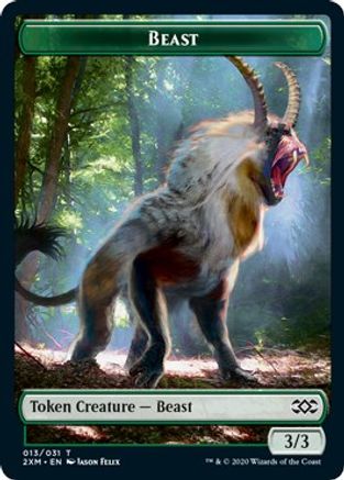 Beast // Saproling Double-Sided Token (2XM-13 // 17) - Double Masters Foil