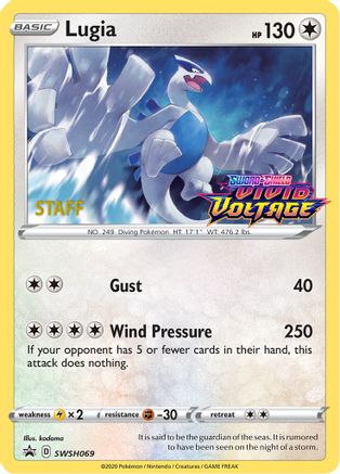 Lugia - SWSH069 (Prerelease) [Staff] (SWSH069) Holofoil [SWSH Sword & Shield Promo Cards] - Promo