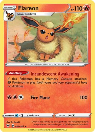 Flareon (026/185) Reverse Holofoil [Vivid Voltage] - Rare