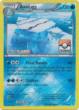 Avalugg (Pokemon League) [4th Place] (31/106) Reverse Holofoil [League & Championship Cards] - Promo