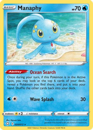 Manaphy (024/72) Reverse Holofoil [Shining Fates] - Rare