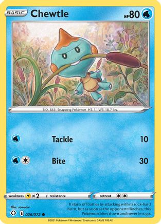 Chewtle (026/72) Reverse Holofoil [Shining Fates] - Common