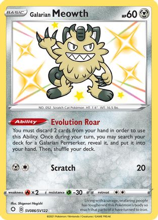 Galarian Meowth (SV086/122) Holofoil [Shining Fates Shiny Vault] - Shiny Holo Rare