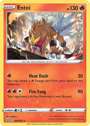Entei (020/163) Reverse Holofoil [Battle Styles] - Holo Rare
