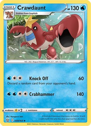 Crawdaunt (039/163) Reverse Holofoil [Battle Styles] - Uncommon