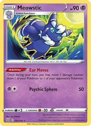 Meowstic (061/163) Reverse Holofoil [Battle Styles] - Holo Rare