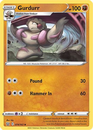 Gurdurr (074/163) Reverse Holofoil [Battle Styles] - Uncommon