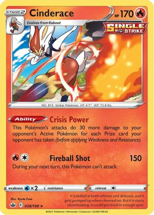 Cinderace (028/198) Holofoil [Chilling Reign] - Holo Rare